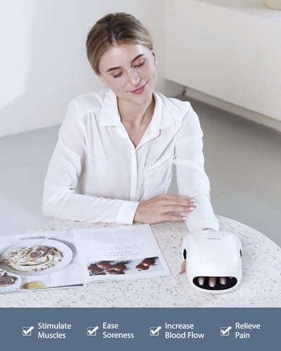 CINCOM Hand Massager - Cordless Hand Massager with Heat and Compression for Arthritis and Carpal Tunnel, Gifts for Women(White)