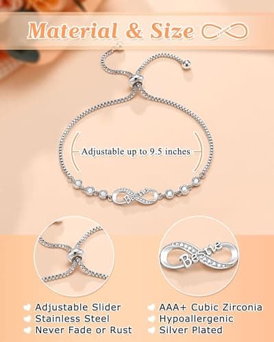 UNGENT THEM Infinity Love Heart Bracelets for Women Her Happy Birthday Valentines Christmas Presents
