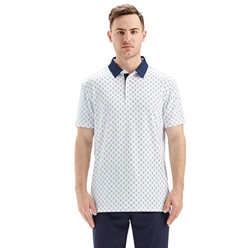 Golf Shirts for Men Dry Fit Short Sleeve Print Performance Moisture Wicking Polo Shirt