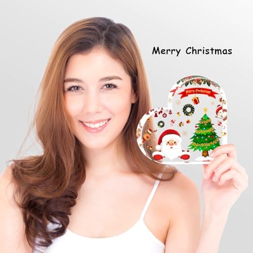 Christmas Decorations Indoor, Christmas Decor for Table, Office Desk, Mantle, Shelf - Acrylic Heart Shaped Gifts for Women/Girls - Holiday Indoor Home Decor