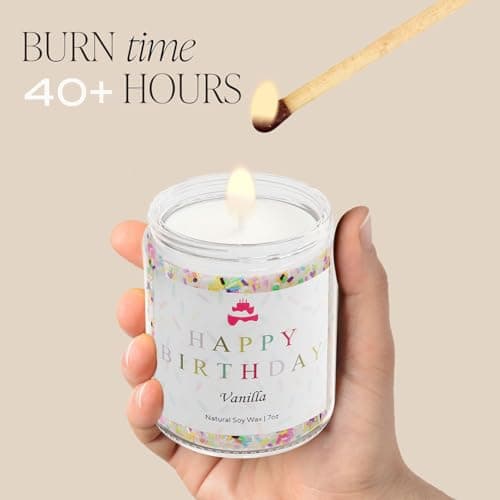 Lihome Happy Birthday Candle - Birthday Gifts for Women, Men, Mom, Dad, Sister, Teacher, Friends - Best Gifts for Her Ideas, Natural Soy Wax Vanilla Scented Candles
