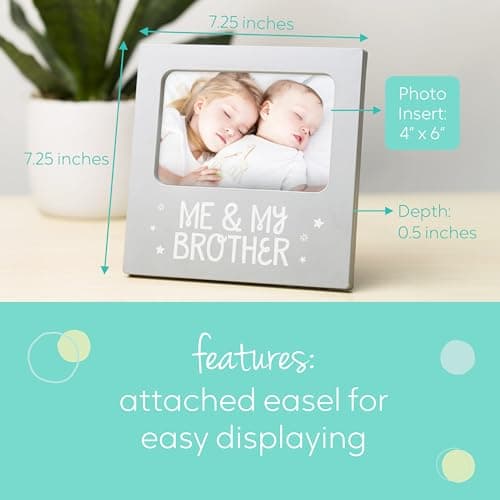 Tiny Ideas Me and My Brother Picture Frame, Christmas Photo Picture Frame, Sibling Keepsake, Ideal Big Brother Gift, Shower Gift and Gender Neutral Nursery Decor, Gray