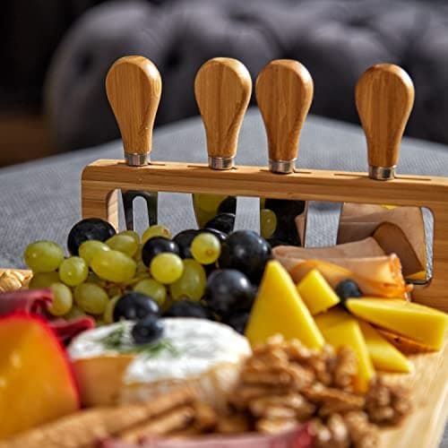 RoyalHouse Bamboo Cheese Board and Charcuterie Boards Set & Serving Tray for Meat, and Wine - Birthday Gifts for Women, Wedding Gifts for Couples 2025, Bridal Shower, Housewarming Gifts New Home