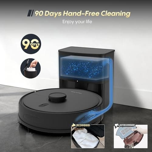 Robot Vacuum and Mop, Self Emptying Station for 90 Days, 5000Pa Suction, 3-in-1 LiDAR Navigation, Home Mapping, No-Go Zones, Wi-Fi/App/Alexa, Hard Floors, Carpet