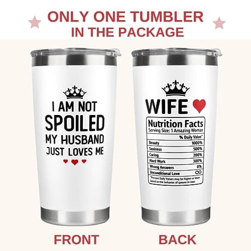 Gifts for Wife - Wife Gifts from Husband - Wedding Anniversary for Women, Valentines, Birthday Gift Ideas, Mothers Day, Christmas Gift for Her - Romantic Cup for Her - 20 Oz White Tumbler