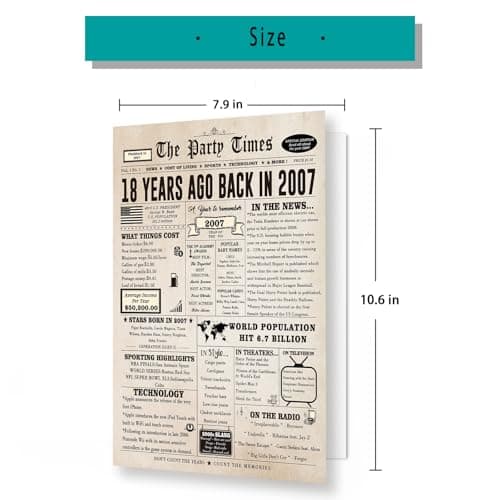 Huameigf Happy 18th Birthday Card for Son Daughter, Vintage 18th Birthday Gifts for Girls Boys, Retro 18 Year Old Birthday Decorations for Her Him, Best Gifts for 18 Bday Niece Nephew Friend