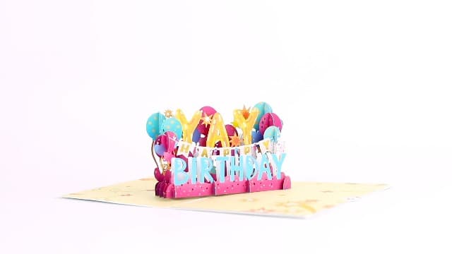 Lovepop Birthday Pop-Up Card for Her, Him, Girls, Boys - 3D Celebration Cards - Yay Happy Birthday - 5" x 7" - Blank Notecard & Envelope Included