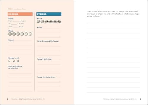 Mental Health Journal: Daily Check-In: 70 Days of Reflection Space to Track Your Moods, Intentions, and Well-Being