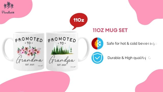 Christmas Gifts For First Time Grandparents, Promoted To Grandma And Grandpa Mugs Est 2025, Grandparents Baby Announcement, Pregnancy Announcement Mug, Grandparent To Be Gifts, New Grandparent Gift