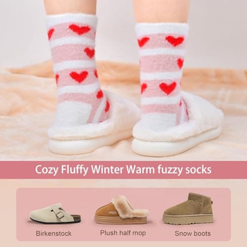 FilmHOO Fuzzy Socks for Women Cozy Fluffy Warm Socks Birthday Christmas Gifts for Women Mom Valentines Day Gifts for Her