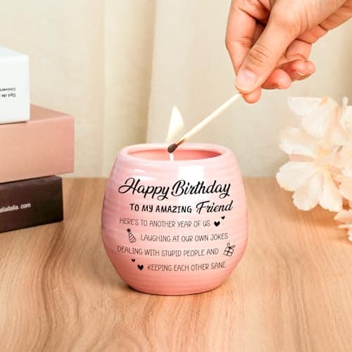 Happy Birthday Gifts for Women - Funny Best Friend Friendship Birthday Gifts for Women Bestie BFF Coworker Classmate - 10oz Lavender Scented Soy Wax Candle