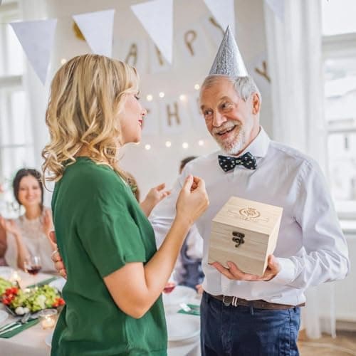 LIGHTEN LIFE 80th Birthday Gifts for Men 12 oz,1945 Whiskey Glass in Valued Wooden Box,Birthday Bourbon Glass for 80 Years Old Dad,Husband,Friend,80th Bday Gift Ideas