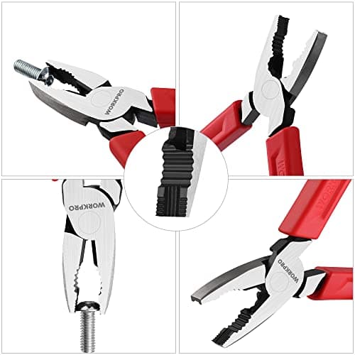 WORKPRO 6.5" Linesman S Screw Extractor Pliers(Combination Pliers) with Unique Non-slip Jaws, Stripped Screw Remover Tool, Lineman Plier for Quickly Removal of Damaged or Rusted Fasteners