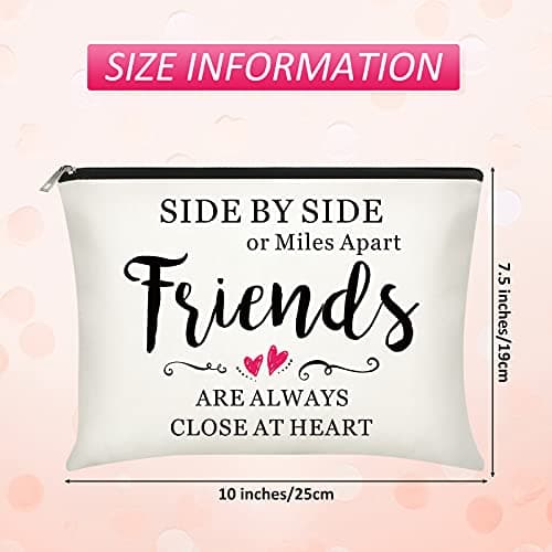 Xuniea 8 Pieces Friendship Gift Friend Makeup Bags Friendship Cosmetic Bags Portable Cosmetic Pouch Toiletry for Women Valentine Gift Makeup Travel Retirement Birthday Anniversary(Warm Pattern)