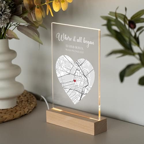 Where We Met Map Gift - Cute Boyfried Gifts From Girlfriend/Personalized Gifts For Her/I Love You Gifts For Him - Custom Plaque Personalized/Christman Presents for Boyfriend - Couple