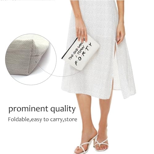 Blue Leaves Funny 40th Birthday Gifts Women Makeup Bag Cosmetic Travel 40 Year Old for Mom Friends Sister Aunt Wife Coworker Toiletry Turning Forty Bday