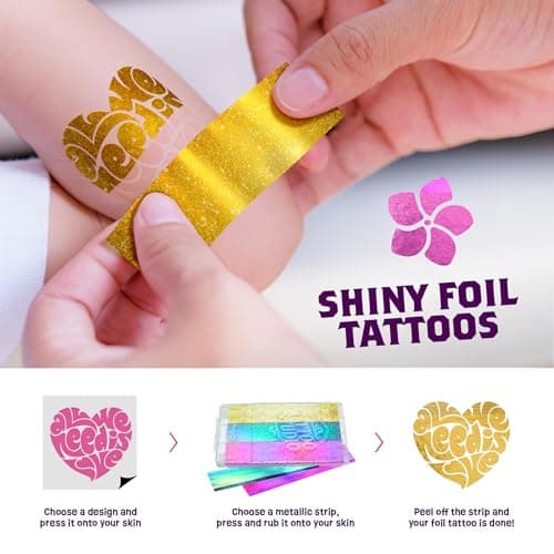 Pretty Me Glitter Tattoo Kit for Kids - Glitter & Metallic Fake Tattoos for Girls - Birthday Gift Ideas for Girl - Temporary Tattoo Set - Craft Kits Toys for Ages 6 7 8 9 10 11 Year Old - Cool Gifts