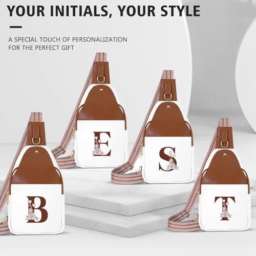 Personalized Crossbody Bag for Women Leather Sling Bags with Initial Letter Chest Bag for Travel, Gift for Mom Wife