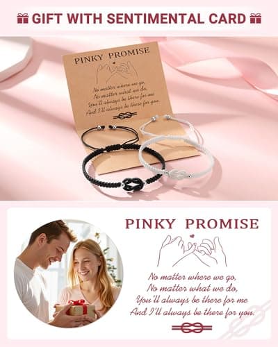 UNGENT THEM Pinky Promise Knot Couples Bracelets Anniversary Christmas Valentines I Love You Gifts for Boyfriend Girlfriend Women Men