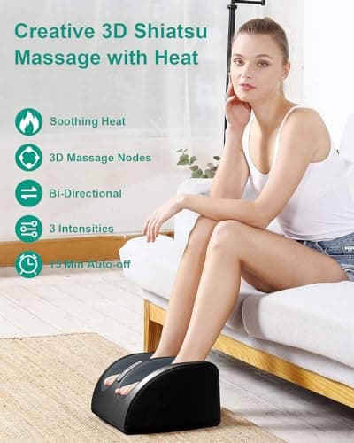 Shiatsu Foot Massager Machine with Heat, Foot and Calf Massager with Massage Roller, Deep Tissue Massager for Plantar Fasciitis, Pain Relief, Promotes Blood Circulation, Gifts for Women & Men