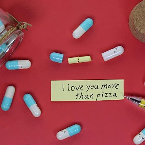 Infmetry Valentines Day Gifts For Her Him Boyfriend Girlfriend Capsule Notes Pills in a Glass Bottle Letter Messages For Couples Men Women (Mixed Color 90pcs)