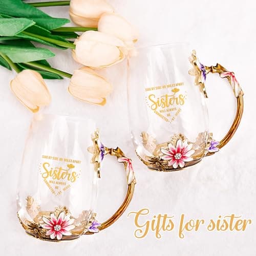 OEAGO Sisters Gifts from Sister for Women Elegant Tea Cup Unique Christmas Birthday Gifts for Sister, Little,Big,in Law