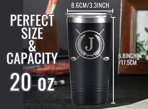 Onebttl Golf Gifts for Men with Initial for Golfer & Golf Lovers, 20oz Travel Mug with Golfing Design, Perfect Gifts for Men, Birthday, Christmas - J