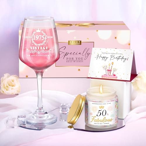 LUCOTIYA 50th Birthday Gifts for Women 50th Birthday Gifts for Her Vintage 1975 Gifts Idea For Women,Friends,Sister,Mom,Aunt