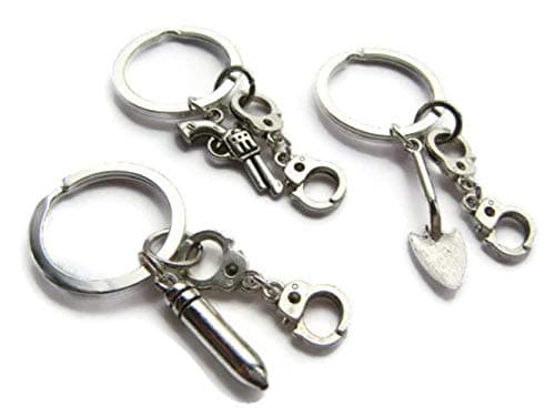 DODXALL 3 Partners in Crime Keyrings, Best Friends Keychain Set, Friendship Jewelry, Handcuff Jewellery, BFF Token, Sisters Gift for Birthday