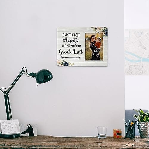 FONDCANYON Aunt Picture Frame, Only the Best Aunts Get Promoted to Great Aunt Picture Photo Frame, Pregnancy Announcements, Pregnancy Announcements for Family, 4x6 Picture Frame