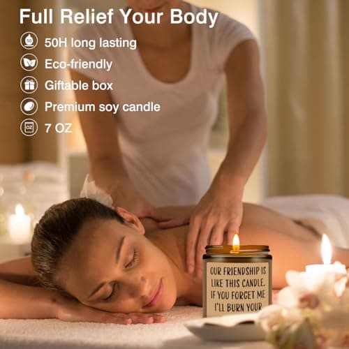 Homsolver Friends Birthday Christmas Gifts for Women, Friend Funny Scented Soy Candles Gift, Our Friendship Candle Premium Lavender Scent