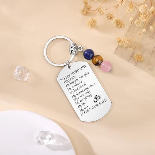JoycuFF Keychain Gift for Women Christmas Birthday Gift for Best Friends Huaband Son Mom Stone Keychain