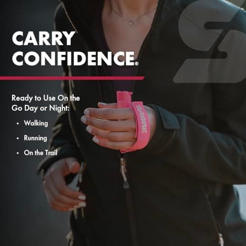 SABRE Runner Pepper Gel, Maximum Police Strength OC Spray, Reflective Strap for Easy Carry & Access, 0.67 fl oz, 4x Longer Spray Time - Up to 13 Seconds Optional Clip-On Alarm & LED Armband Combos