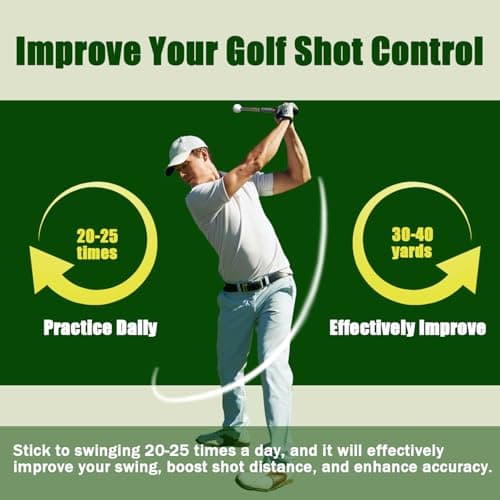 Retractable Golf Swing Training Aid, Golf Grip Trainer for Warm Up, Click Feedback Golf Swing Trainer for Improving Hitting Strength & Tempo, Ideal for Beginners, Indoor & Outdoor Practice