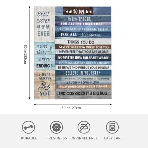 Soft Throw Blanket Sister Gift - Perfect for Sister, Mother's Day, Christmas & Valentine's Day (50x60)