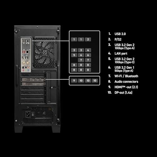 MSI Codex Z2 Gaming Desktop: AMD R7-8700F, GeForce RTX 5070, 32GB DDR5, 2TB m.2 NVMe SSD, USB Type-C, VR-Ready, Windows 11 Home : A8NVP-436US
