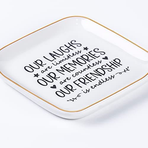 Friendship Gifts for Women Best Friend Jewelry Dish, Our Laughs are Limitless, Our Memories are Countless, Our Friendship is Endless Unique Gifts for Women, Female Friend Birthday Christmas