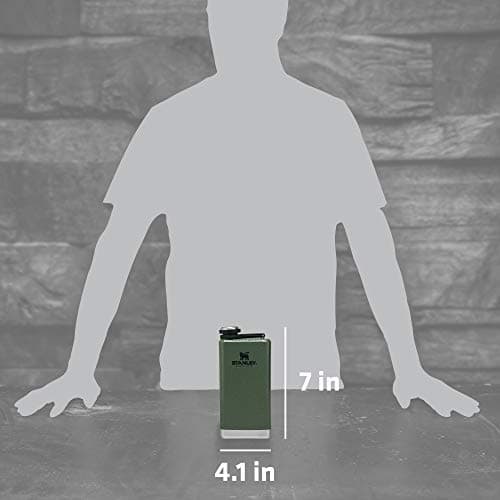 Stanley Adventure Pre-Party and Nesting Shot Glass Set | 8 oz Leakproof Hip Flask | 4 Shot Glasses in Travel Carrying Case | Insulated Stainless Steel Liquor | BPA-Free | Hammertone Green