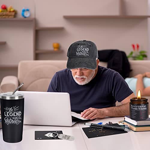 Kolewo4ever 9 Pcs Retirement Gifts for Men Christmas Gifts for Men 2025 Happy Retirement Gift for Coworker,Teachers,Dad,Grandpa Best Retire Gift Box with Insulated Tumbler Baseball Cap Socks