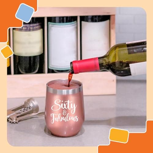 NewEleven 60th Birthday Wine Tumbler - 1965 Birthday Gift For Women | 12 Oz Capacity | Happy 60th Celebration Gift | For Mom, Wife, Aunt