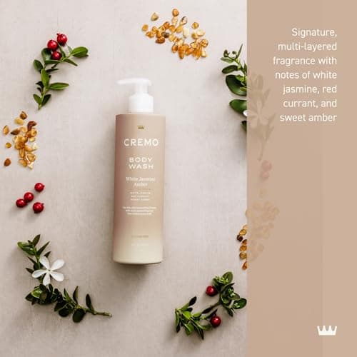 Cremo White Jasmine Amber Skin Moisturizing Body Wash for Women, Notes of White Jasmine, Red Currant, and Sweet Amber, 16 Fl Oz