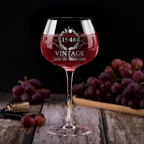 80TH Birthday Gifts for Women Vintage 1945 Engraved 80th Wine Glass, 80Year Old Birthday Decorations For Women, Funny 80 Bday Gifts Idea For Women, Friends, Daughter, Sister Mom - Turning 80 Present