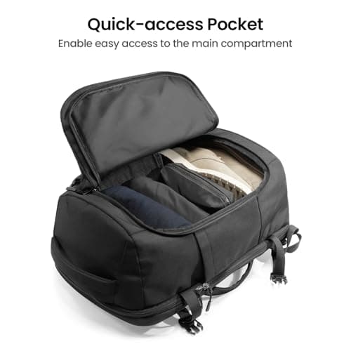 tomtoc Travel Backpack 40L, TSA Friendly Flight Approved Carry-on Luggage Hand Water-resistant Lightweight Business Rucksack, Durable Large Weekender Bag Daypack Fits 17.3 Inch Laptop, PFAS Free