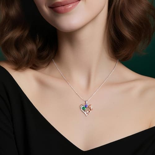 Iefil Christmas Gifts for Women Wife - 925 Sterling Silver Birthstone Necklace for Women, Anniversary Birthday Gifts for Wife Girlfriend Mom