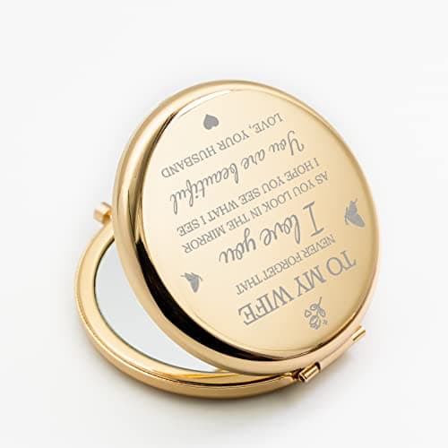 Gifts for Wife I Love You Wife Gold Compact Mirror