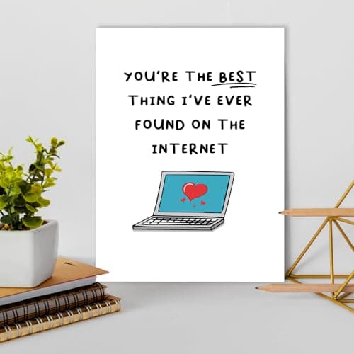 Ziwenhu Funny Internet Dating Card for New Boyfriend, Cute Anniversary Card for Girlfriend, Happy 1 Year Anniversary Card, Valentines Day Gift for Husband Wife…