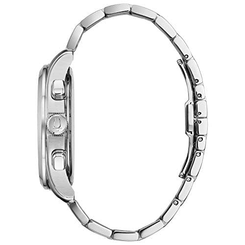 Bulova Men's Classic Wilton 3-Hand Chronograph, Luminous Hands, Roman Numeral Markers Domed Mineral Crystal, 43mm, Stainless Steel/Black Dial