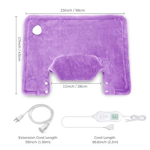 NOWWISH Heating Pad for Neck and Shoulders Pain Relief, 2lb Weighted Electric Heating Pad with 10 Heat Levels and Auto Shut Off, Large Heated Wrap, Birthday Gifts for Women Mom Wife, 17"x23", Purple