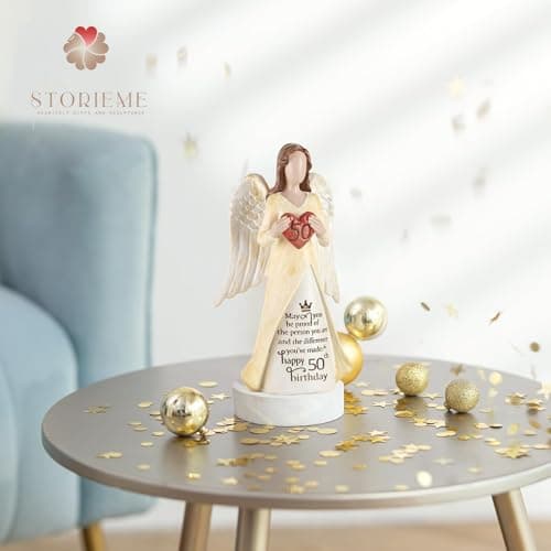50th Birthday Gifts for Her Women: Happy Birthday Gift for Friends Besites Sisters Daughter Mom 50 Year Old Woman Birthday Angel Figurine