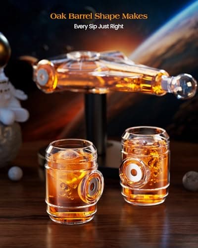 Kollea Birthday Gifts for Men Dad, Galaxy Spaceship Whiskey Decanter Sets for Men, Spacecraft Limited Edition, 2 Funny Shot Glasses, Unique Guys Brother Gift Idea, Liquor Decanter for Bar, Anniversary